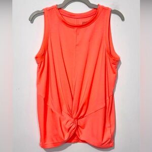 Bundle of 2 Athleta Girl Twist Around Tanks- Neon Orange + Navy Blue - M 8-10